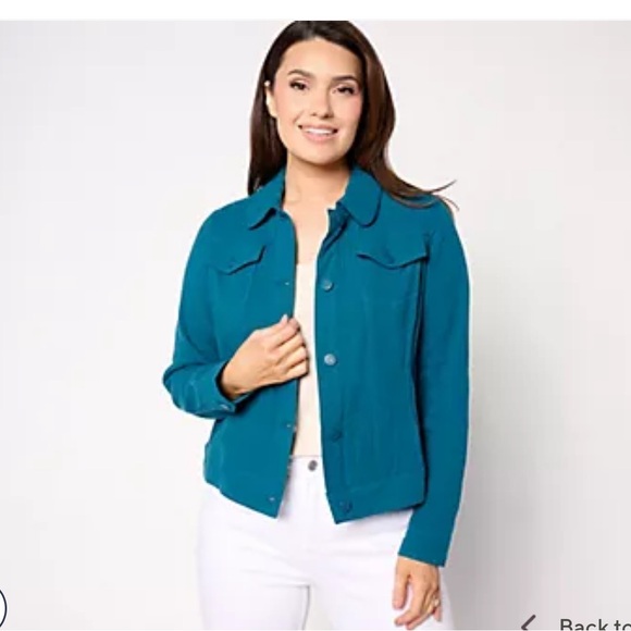 Isaac Mizrahi Bridgehampton Teal Gauze Jacket for Women - Picture 1 of 10